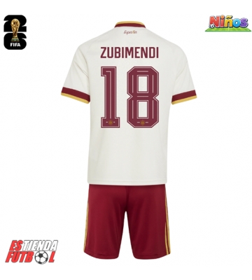 España Martin Zubimendi #18 Segunda Equipación Niños Mundial 2026 Manga Corta (+ Pantalones cortos)